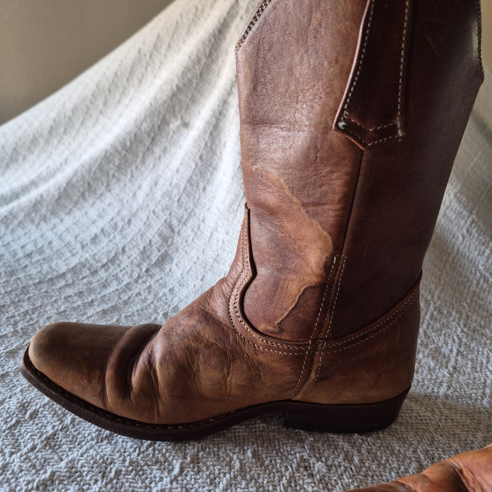 Classic Brown Caramel Leather Kids Cowboy Boots - Picture 12 of 12